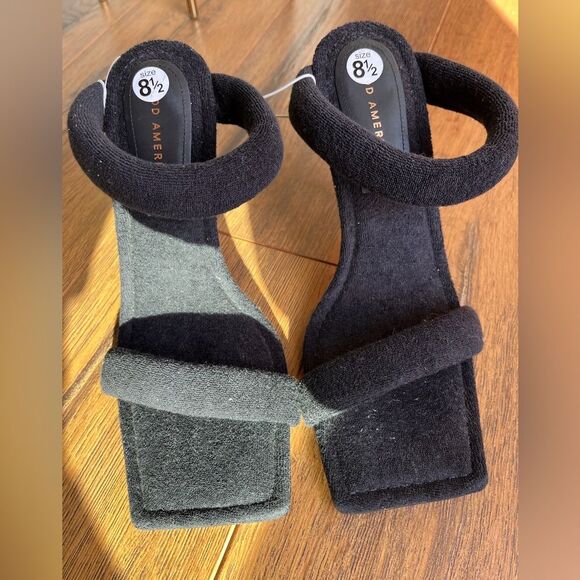 New good American Terry slip on black Square toe high heel - Picture 4 of 9